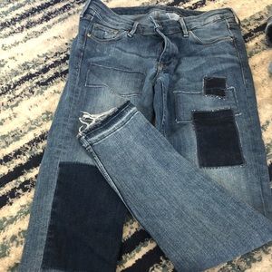 Skinny patch jeans